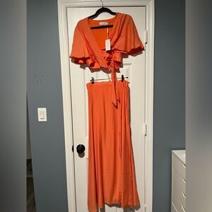 Petal & Pup Alaina Wrap Skirt Two Piece - Orange Sorbet (New with tags)